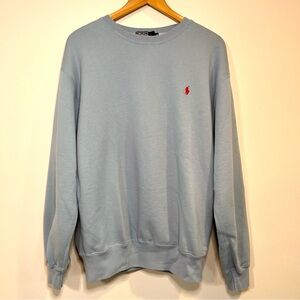 Polo Ralph Lauren Light Blue Crewneck Sweatshirt Red Pony Logo Size M